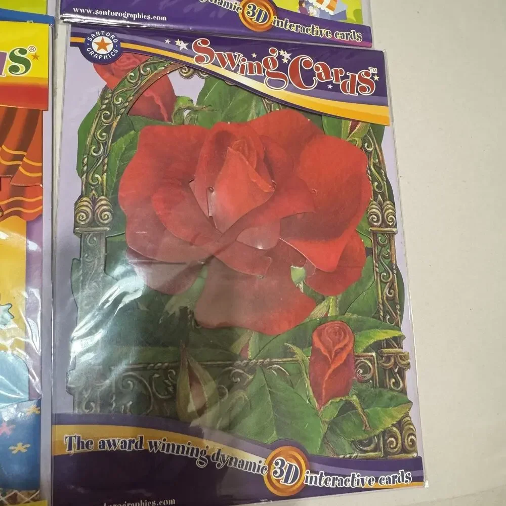 New Lot of 6 Swing 3D Popup Cards Santoro Birthday colorful dog pig circus roses